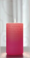Kerze WORTLICHT® "Leuchtende Wünsche für eine rosige Zukunft" 14 cm, Farbe softrosa