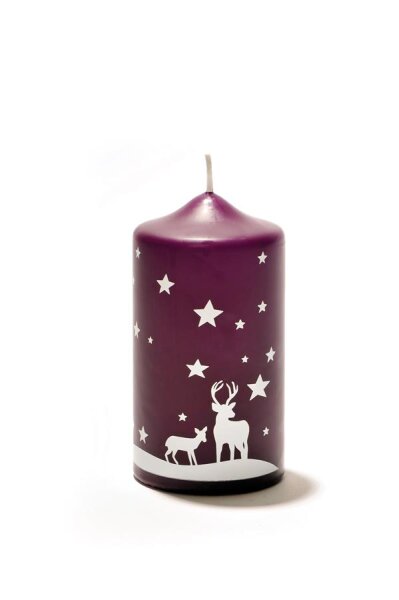 Kerze WORTLICHT® "Wundervolle Weihnachtszeit" 14 cm, Farbe pflaume