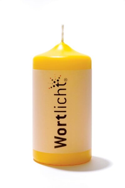 Kerze WORTLICHT® "Leuchtende Geburtstagswünsche" 14 cm, Farbe hellgelb