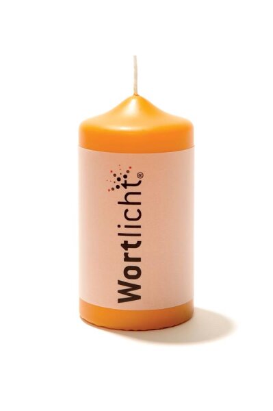 Kerze WORTLICHT® "Leuchtende Gedanken - Zur Freude" 14 cm, Farbe hellgelb