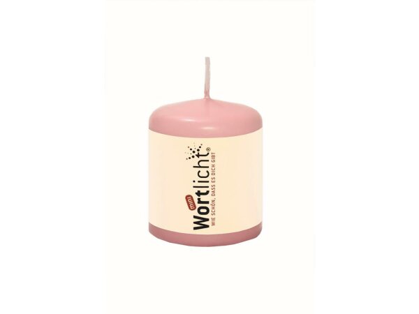 Kerze Mini WORTLICHT® "Wie schön, dass es Dich gibt" 6 x 5 cm, Farbe magnolie