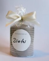 Kerze MEINE KLEINE KERZE "Die Liebe bleibt" Motiv Blatt - sand/creme