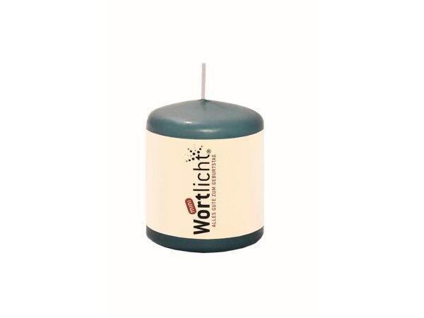 Kerze Mini WORTLICHT® "Alles Gute zum Geburtstag" 6 x 5 cm, Farbe ocean