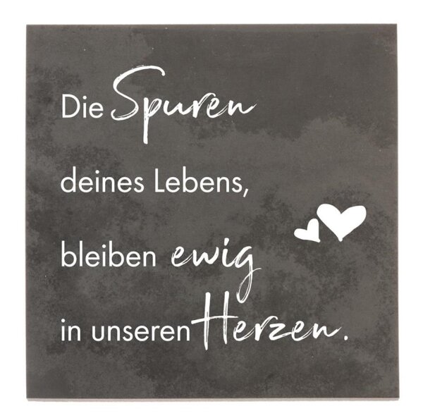 DOLORINO® Grabtafel aus Schiefer "Die Spuren deines Lebens, bleiben ewig in unseren Herzen"