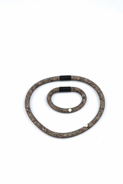 Natursteinschmuck - Netzschlaucharmband S -  schwarz mit Silberelement