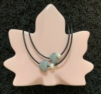 Natursteinschmuck - Freundschaftskette Set - grauer Kiesel mit Perle