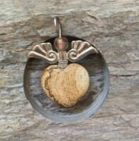 Natursteinschmuck -Edelstein Herz - Engelanhänger - Landschaftsjapsis