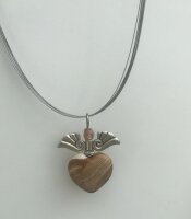 Natursteinschmuck -Edelstein Herz - Engelanhänger - Landschaftsjapsis