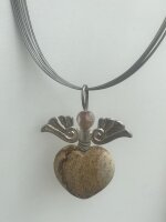 Natursteinschmuck -Edelstein Herz - Engelanhänger - Landschaftsjapsis