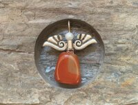Natursteinschmuck - Edelstein Engelanhänger - Karneol