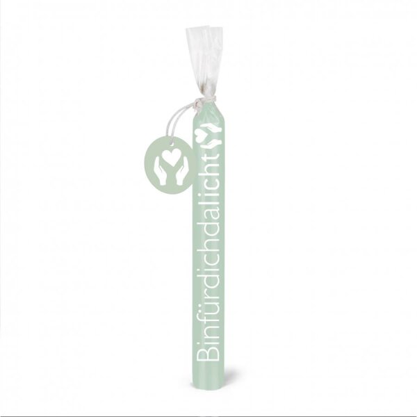 Kerze WÜNSCHELICHT "Binfürdichdalicht" 20 x 2,2 cm, Kerzenfarbe seafoam